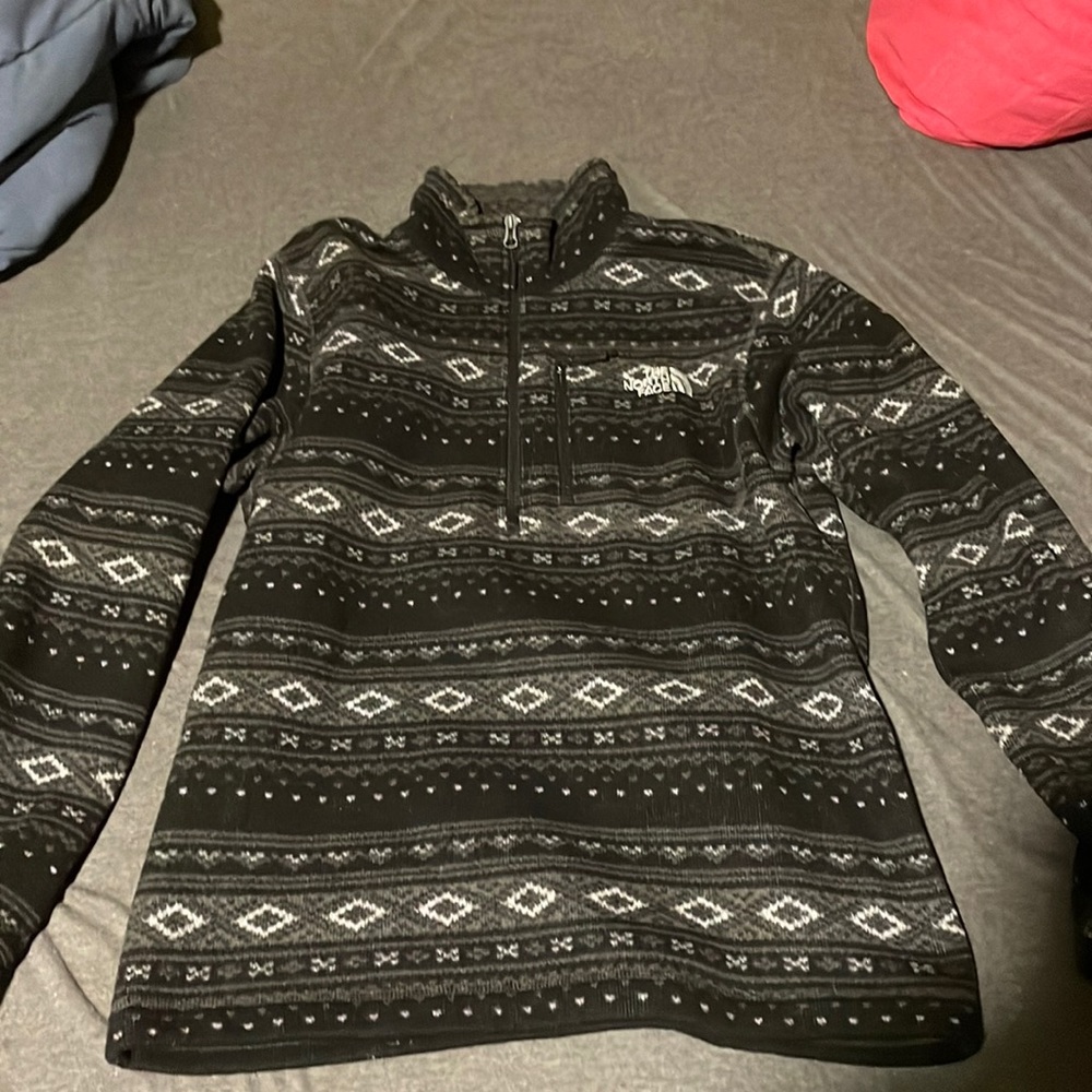 Black Pattern North Face Quarter Zip
